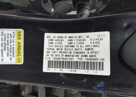 2014 Acura Tl 3.5 Special Edition from USA, damaged, VIN 19UUA8F39EA001987